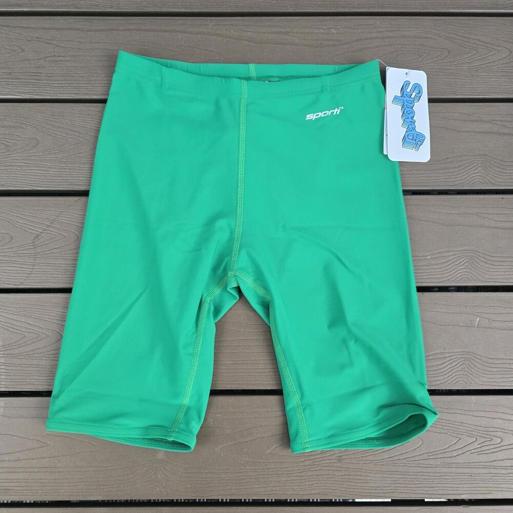 Men's Sporti HydroLast Solid Green Compression Jammer Swim Sz 28 NEW